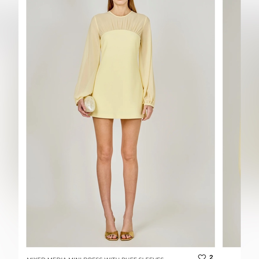 Elegant Yellow Long Sleeve Dress